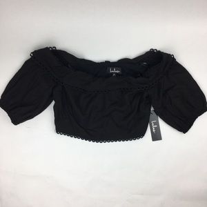 Lulus Black Cropped Top Women's Size (XS)